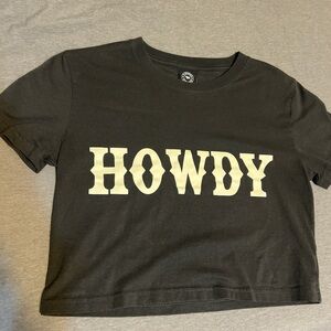 Trendy Black 'Howdy' Graphic Crop Top